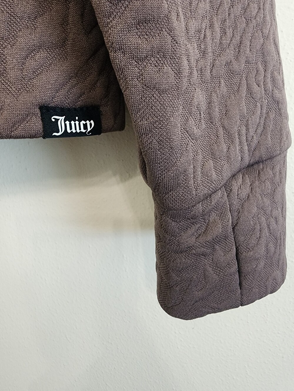 Juicy Couture Brown Textured Cowl Neck Pullover Jacket Long Sleeve Athleisure L - Picture 4 of 10